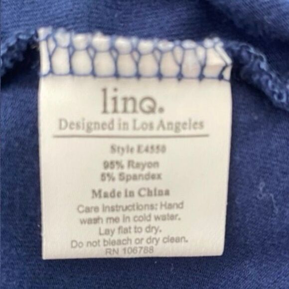 LinQ Halter Top Navy Blue Knit Sparkle Trim Criss Cross Back Strap Sleeveless XL - Picture 5 of 6